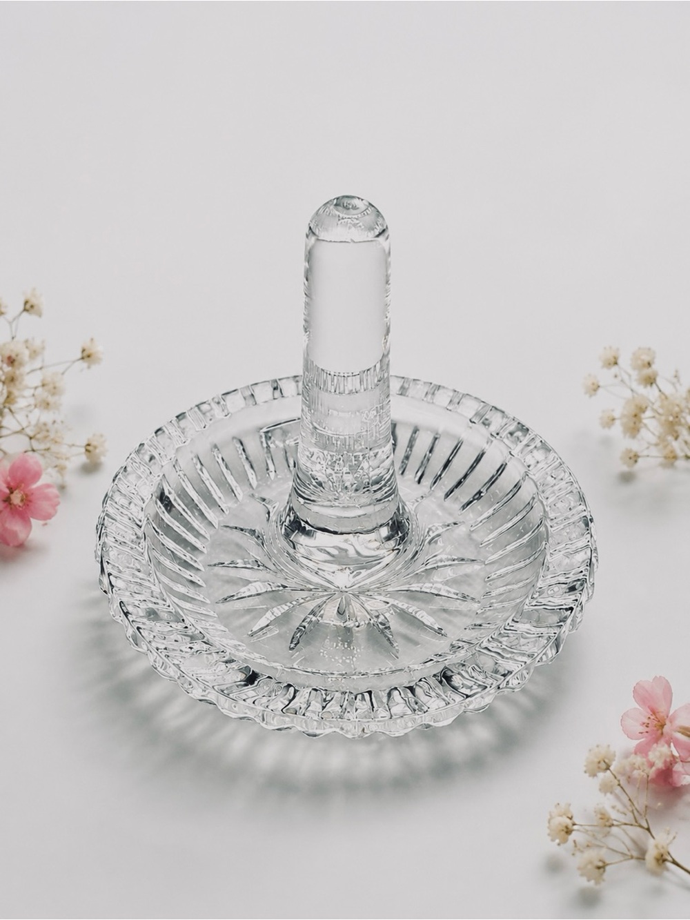 Crystal Ring Holder Dish 3 X 2.75 IN Clear. Vintage.